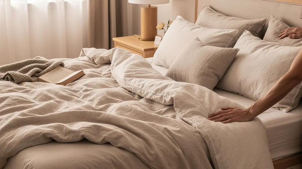 Chambre parentale élégante avec literie de qualité comme point focal décoratif