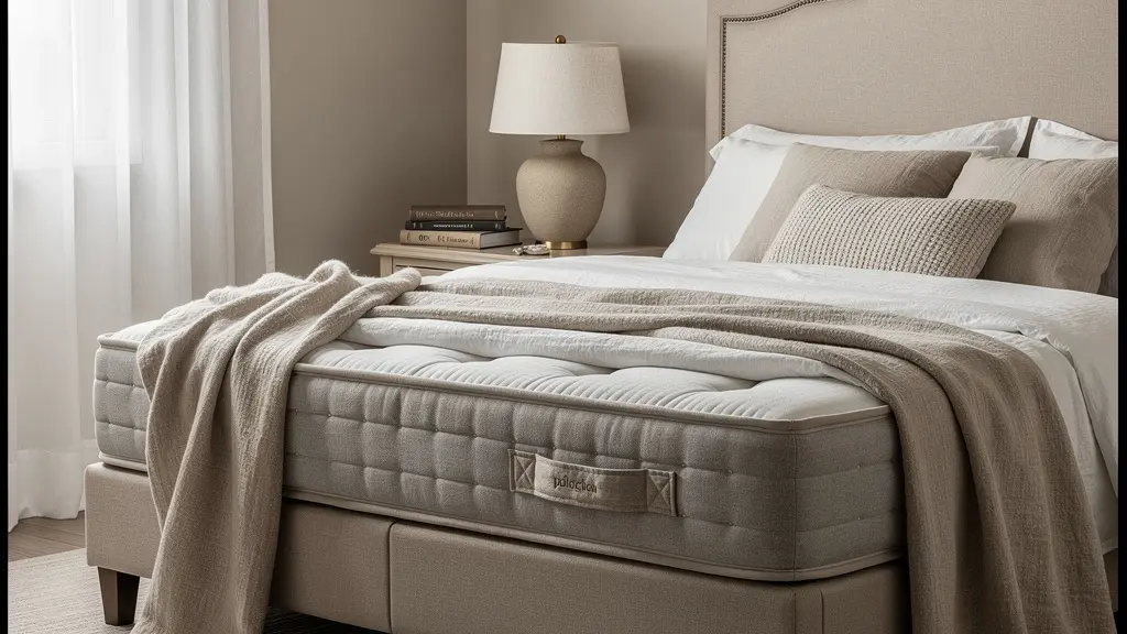 Ensemble de lit harmonieux avec tête de lit, sommier et matelas coordonnés style français